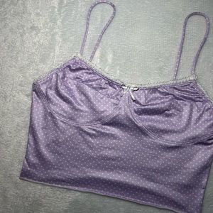 Adika polka dot lace crop top tank